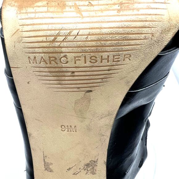 Marc Fisher Cuts Black Leather Cut Out Platform Sandals Women's 9.5 US - Picture 9 of 9